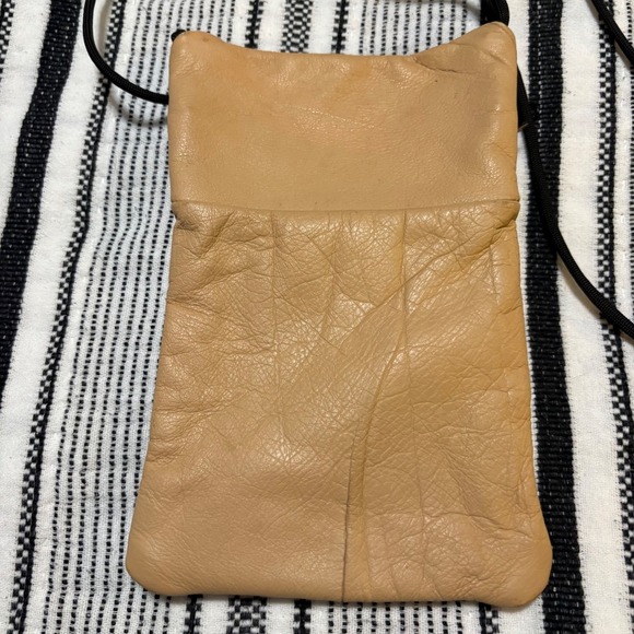 Leather Crossbody Phone Bag Small Tan Brown Zipper Shoulder Purse - Picture 4 of 9